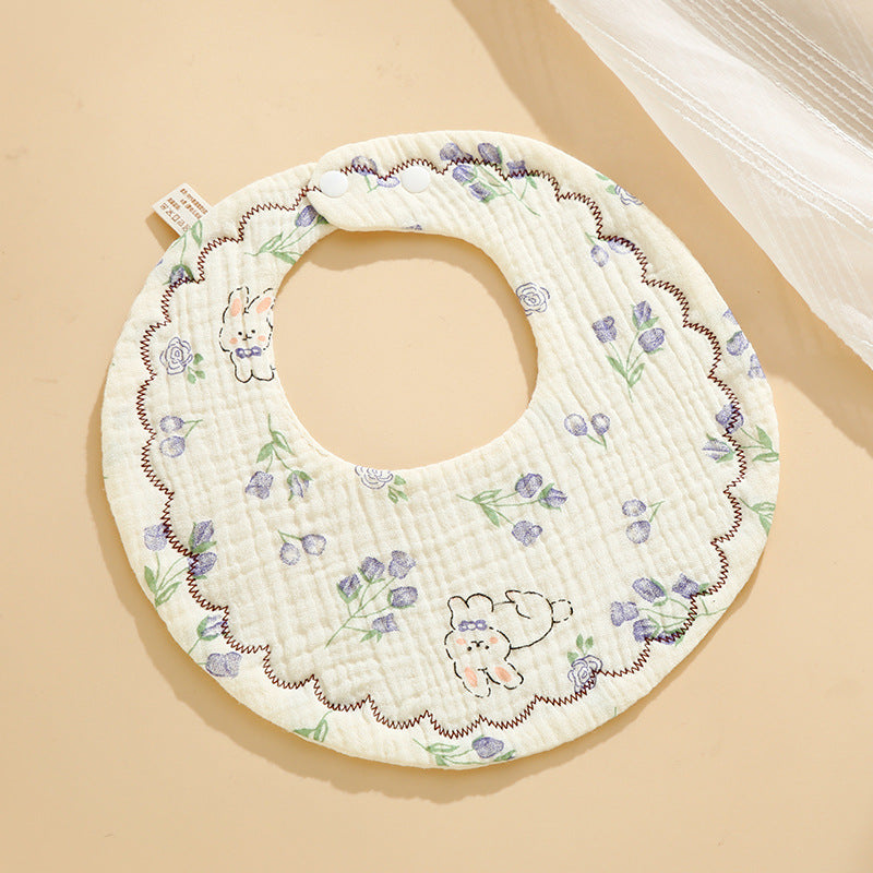Baby Bib Class A Six-layer Round Children's Bib Cartoon Newborn Anti-spitting Pure Cotton Spring and Summer