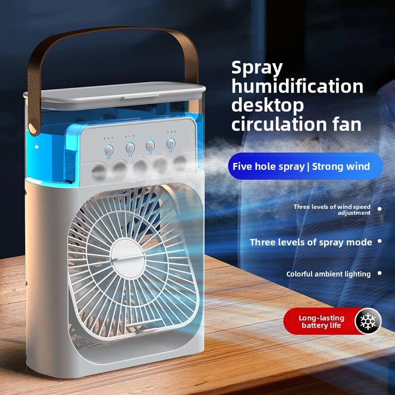 Five-hole cooling light sound spray fan