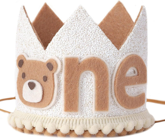 Baby birthday party decoration bear crown glitter 1st birthday arrangement supplies