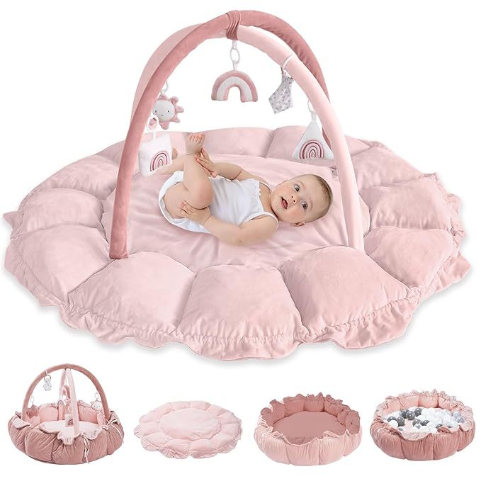 Three-in-one thickened petal baby fitness stand