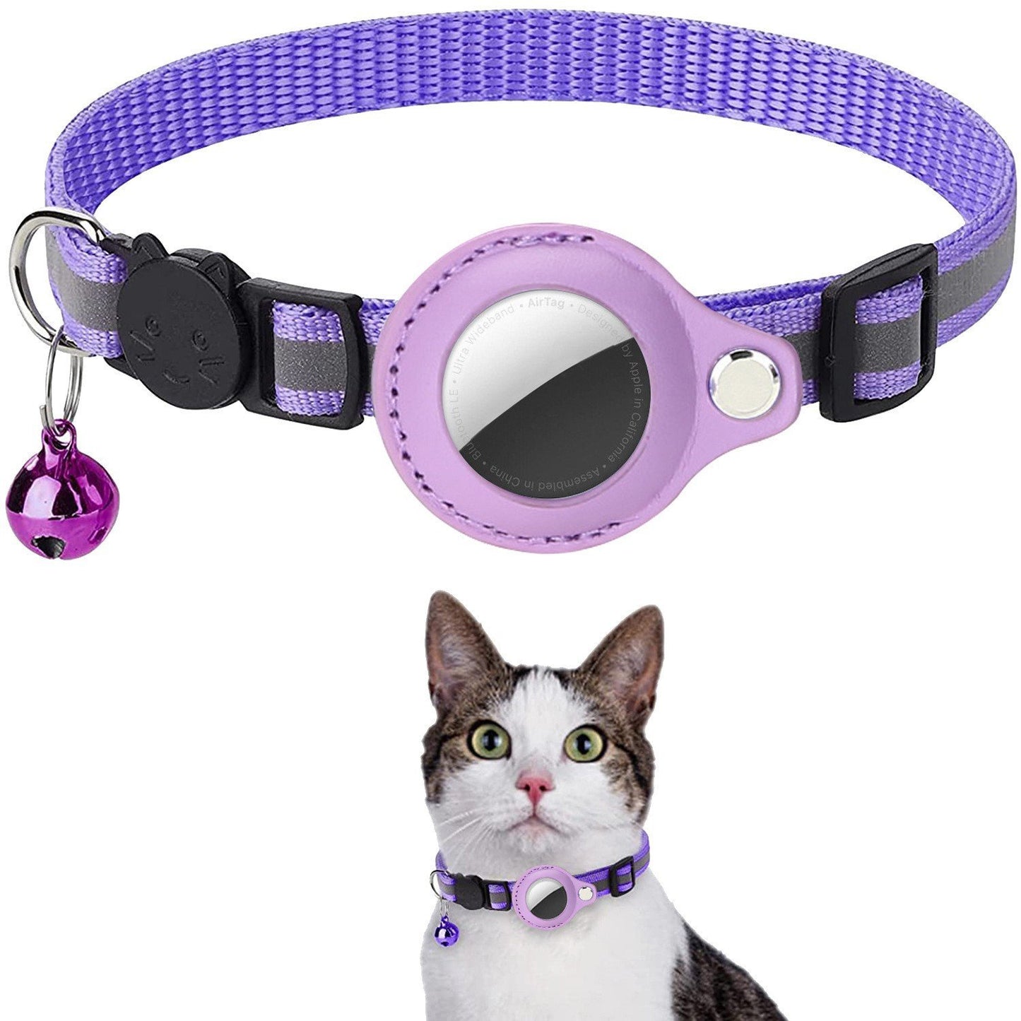 Collar for Airtag anti-loss positioning tracking kitten reflective bell