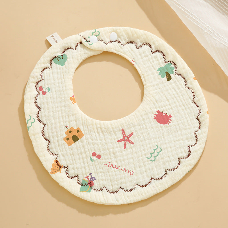 Baby Bib Class A Six-layer Round Children's Bib Cartoon Newborn Anti-spitting Pure Cotton Spring and Summer