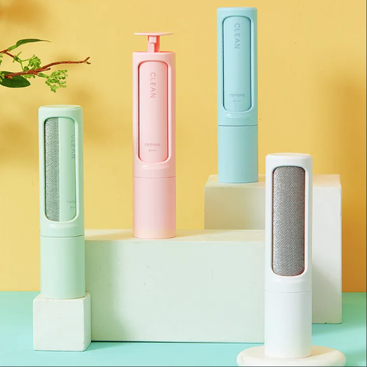 2-in-1 Reusable Pet Hair Remover Brush Lint Roller Self Cleaning Tool For Effortless Cat Dog Fur Removal