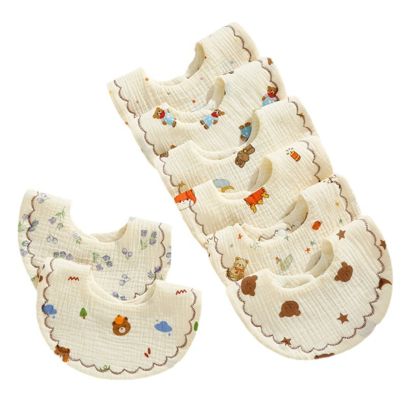 Baby Bib Class A Six-layer Round Children's Bib Cartoon Newborn Anti-spitting Pure Cotton Spring and Summer