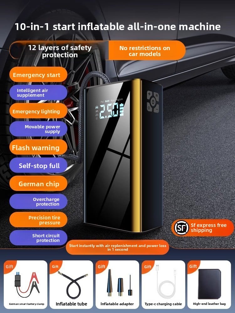 Portable electric air pump for vehicles