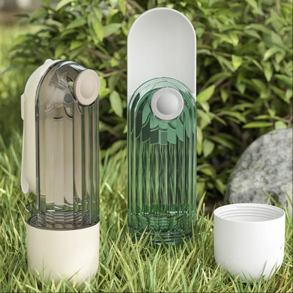 2-in-1 Portable Pet Water Bottle ? Green Dog Walking Drinking Cup with Feeding Bowl | Pet Travel Essentials