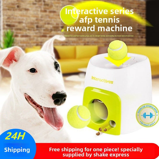 Pet dog food dispenser reward tennis machine toy dog interactive toy
