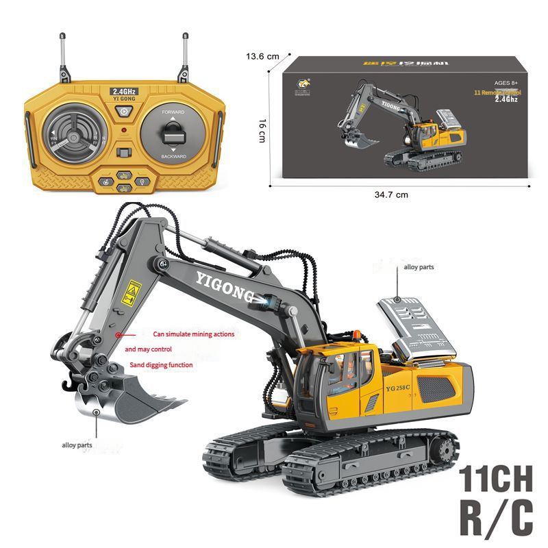 children's remote control excavator engineering vehicle alloy digging dump truck bulldozer toys