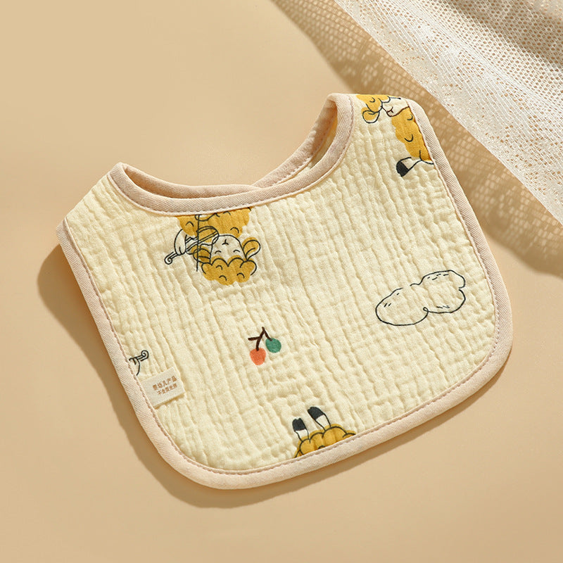 Baby Bib Class A Six-layer Round Children's Bib Cartoon Newborn Anti-spitting Pure Cotton Spring and Summer