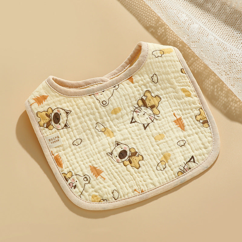 Baby Bib Class A Six-layer Round Children's Bib Cartoon Newborn Anti-spitting Pure Cotton Spring and Summer