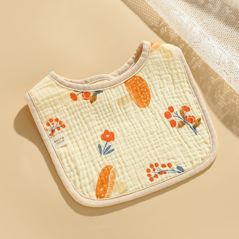 Baby Bib Class A Six-layer Round Children's Bib Cartoon Newborn Anti-spitting Pure Cotton Spring and Summer