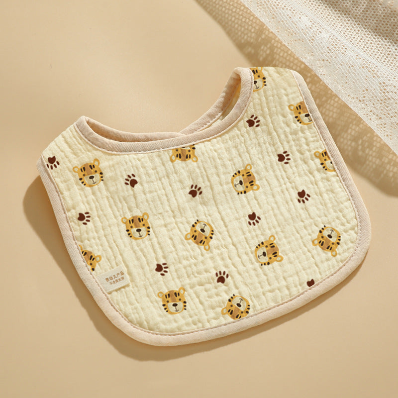 Baby Bib Class A Six-layer Round Children's Bib Cartoon Newborn Anti-spitting Pure Cotton Spring and Summer