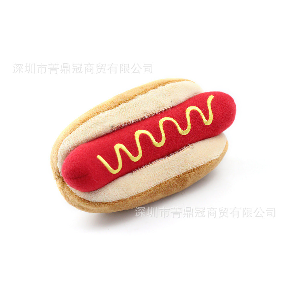 Dog pet toy plush sound variety food chips hamburger chicken leg bite toy cat pet supplies