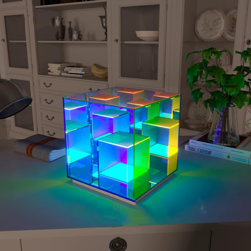 Creative acrylic lamp Cube LED color table lamp Rubik's cube box atmosphere personality table lamp