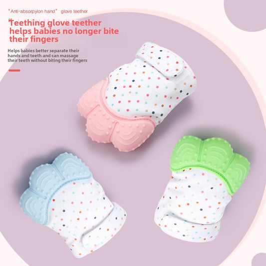 Baby anti-biting silicone teething gloves