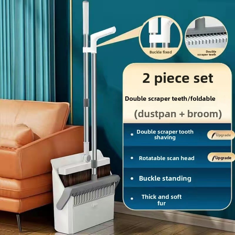 Broom Dustpan suit Combination Household Broom Wiper Non-stick Hair-setting Dustpan Sweeping Artifact Garbage Shovel Broom