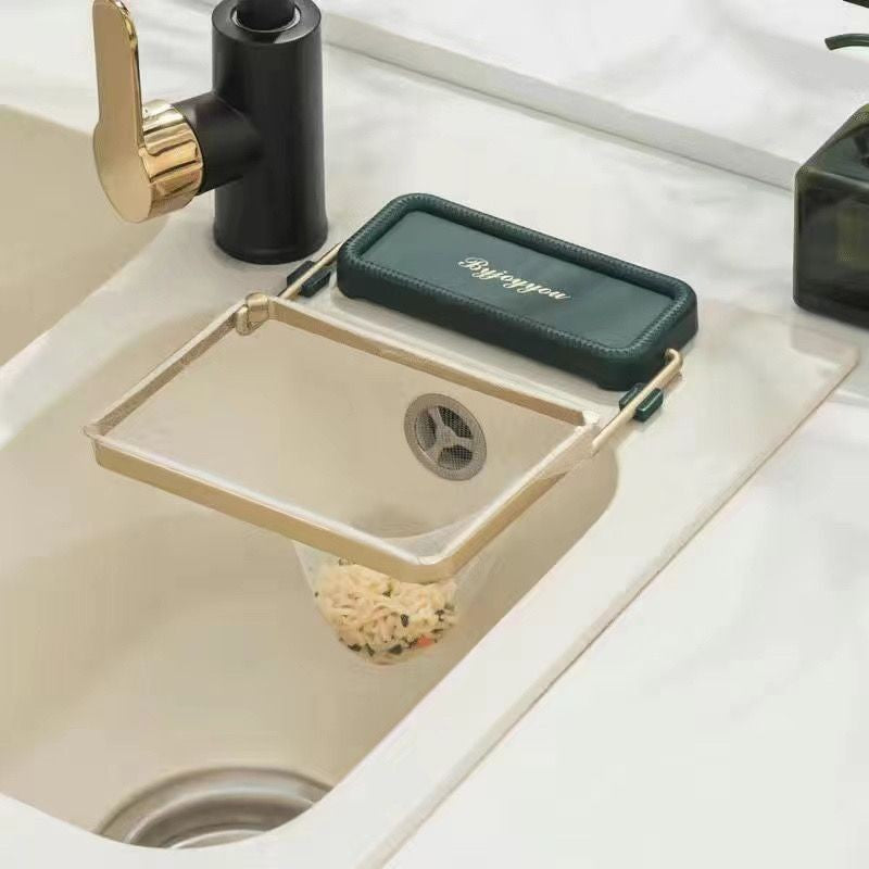 Foldable Residue Filter Net Residue Kitchen Disposal Bracket Storage Rack Multi-functional Sink Filter Net Draining Rack Net