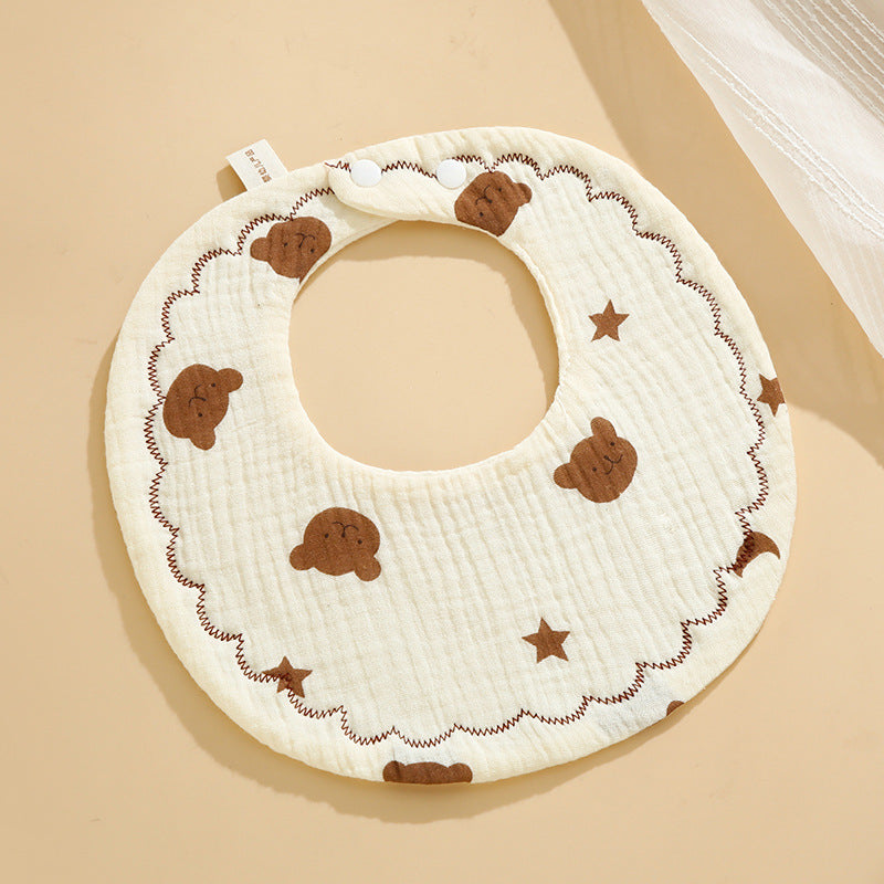 Baby Bib Class A Six-layer Round Children's Bib Cartoon Newborn Anti-spitting Pure Cotton Spring and Summer