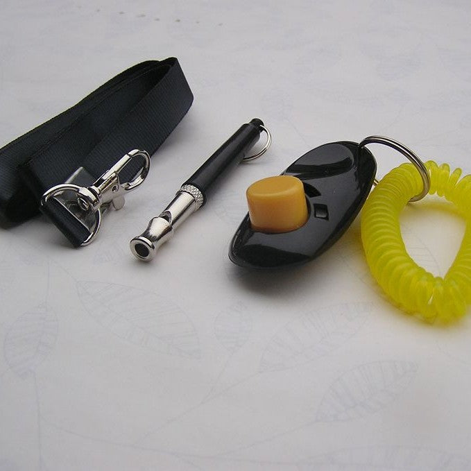 Adjustable Ultrasonic Dog Whistle and Clicker Training Set with Lanyard
