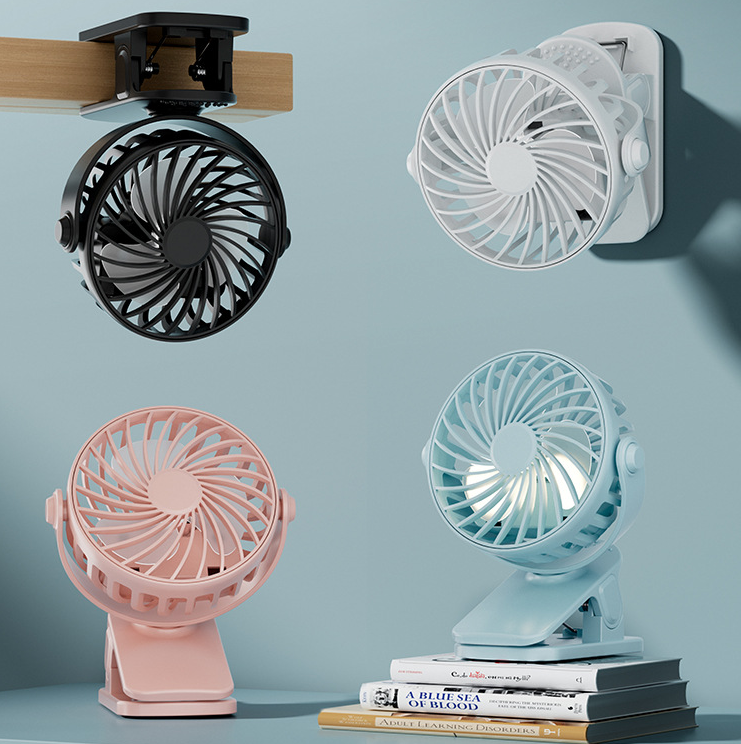 Multi-function Clip Fan Dormitory Portable Wall-hanging Circulating Small Fan USB Lighting Desktop Fan
