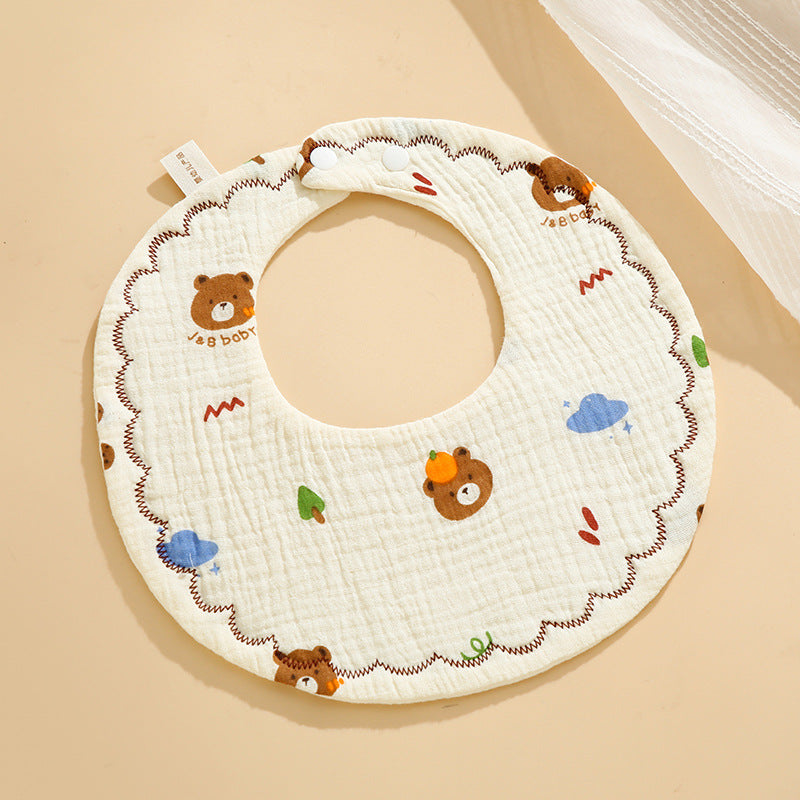 Baby Bib Class A Six-layer Round Children's Bib Cartoon Newborn Anti-spitting Pure Cotton Spring and Summer