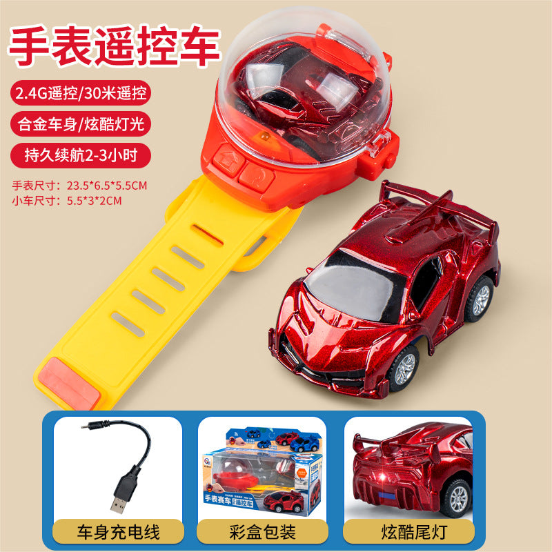 Mini remote control car USB charging cool light watch remote control car boy small gift children remote control car