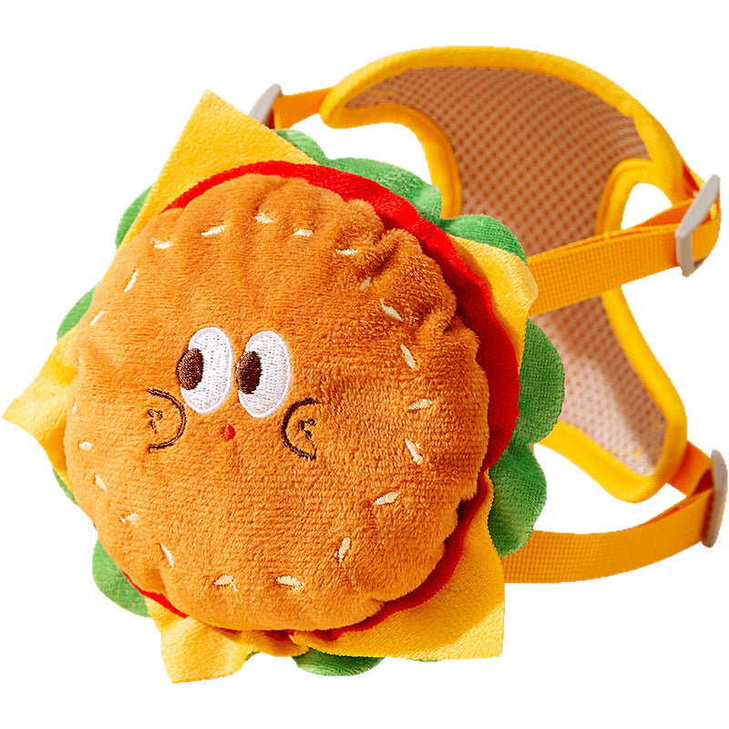 Pet Cute Hamburger Fries Backpack Traction Rope Cat Vest Dog Chest Strap Dog Walking Rope Supplies