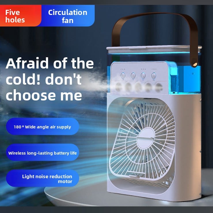 Five-hole cooling light sound spray fan