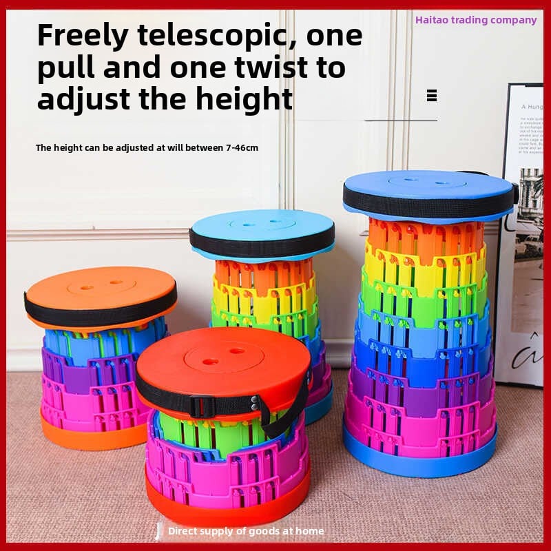 Adjustable rainbow telescopic stool, fishing telescopic folding stool