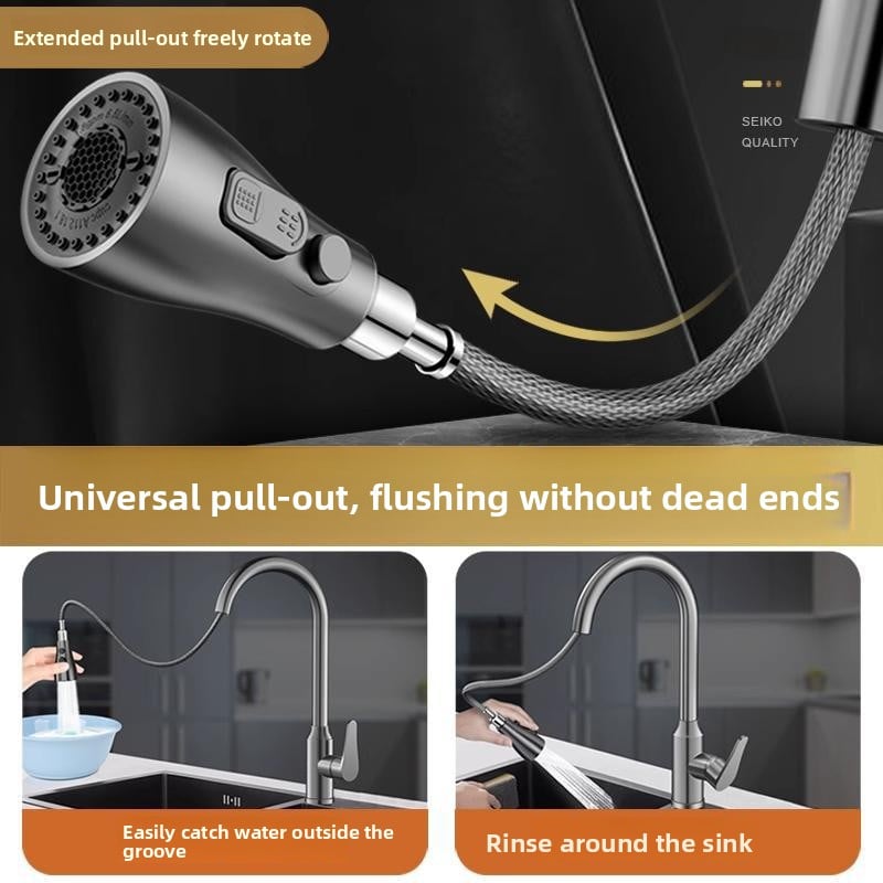 Pull-out type fine copper kitchen faucet
