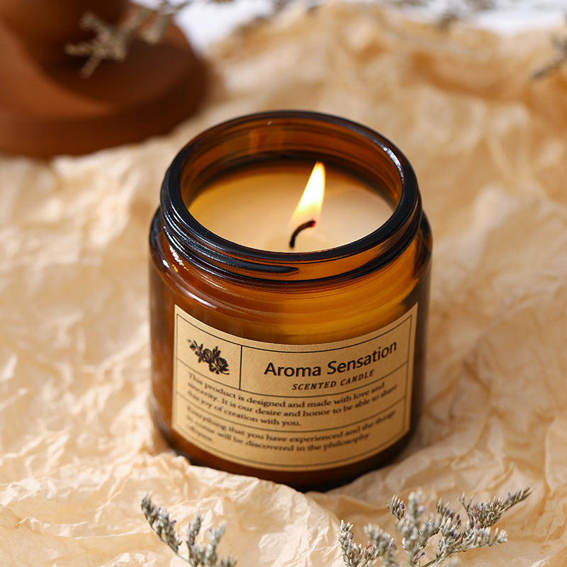 Aromatherapy Candle Tea Cup Brown Cup Smokeless Handmade Soybean Wax Fragrance Essential Oil Home Incense Wedding Gift