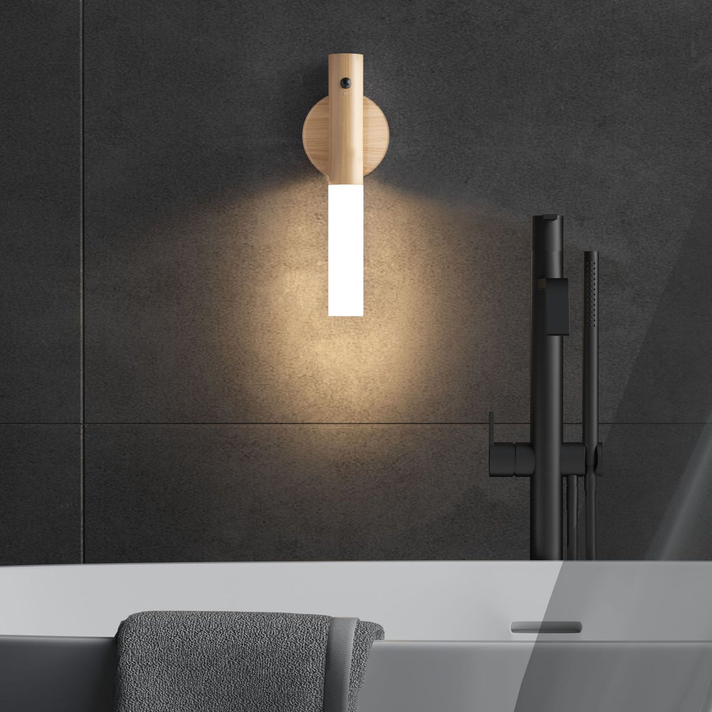 Solid wood motion sensing night light USB charging