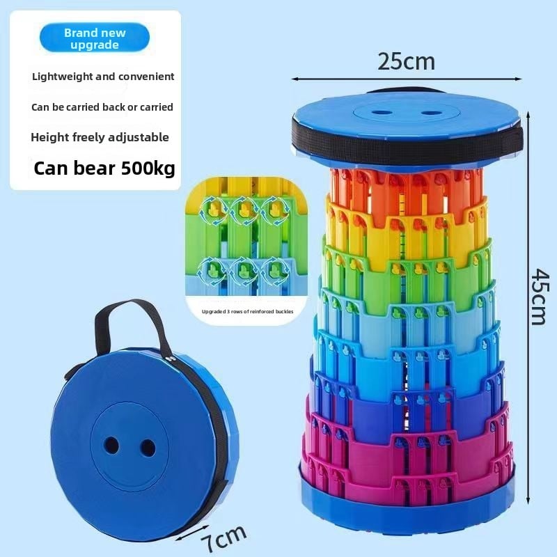 Adjustable rainbow telescopic stool, fishing telescopic folding stool