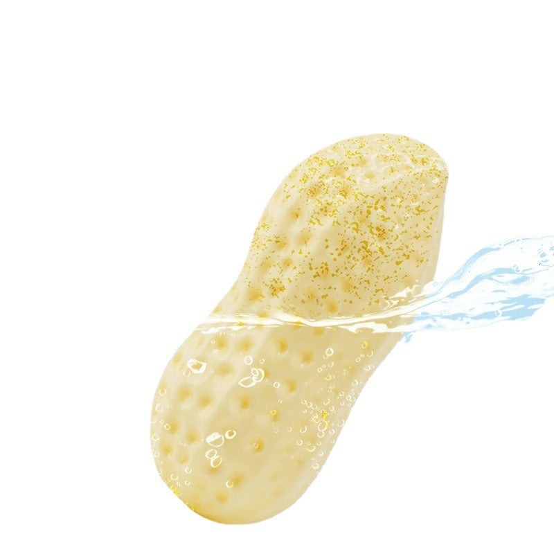 The dog toy ball is tough, grinds its teeth and makes sounds like a peanut