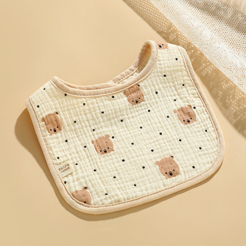 Baby Bib Class A Six-layer Round Children's Bib Cartoon Newborn Anti-spitting Pure Cotton Spring and Summer