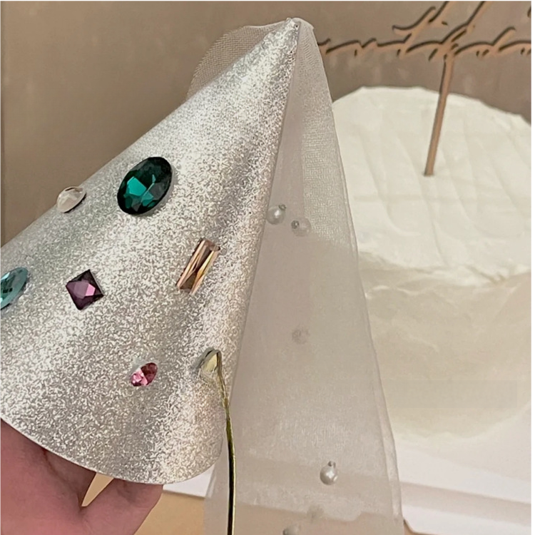 Color Diamond Princess Cap Triangle Cap Children's Festival One-year-old Party Venue Atmosphere Photo Props