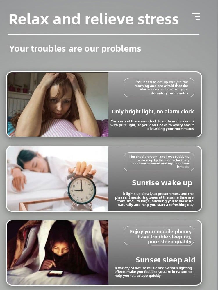 Simulated Sunrise Nature Wake-Up Light Dormitory Wake-Up Light Timed Light Sunrise Alarm Clock Wake up Early Handy Gadget