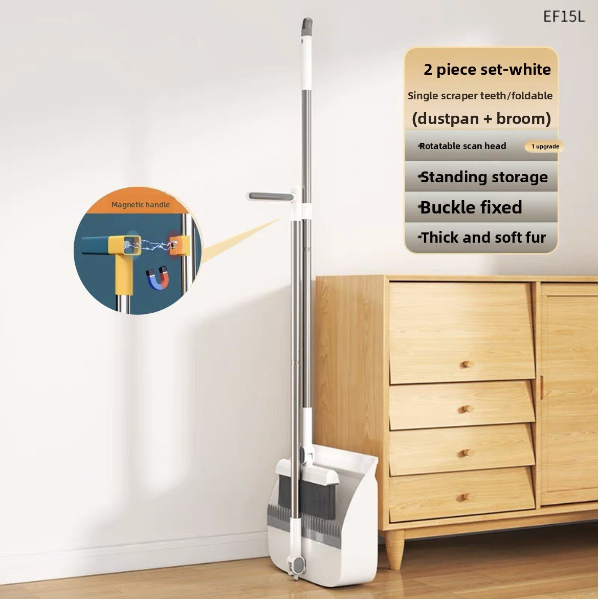Broom Dustpan suit Combination Household Broom Wiper Non-stick Hair-setting Dustpan Sweeping Artifact Garbage Shovel Broom