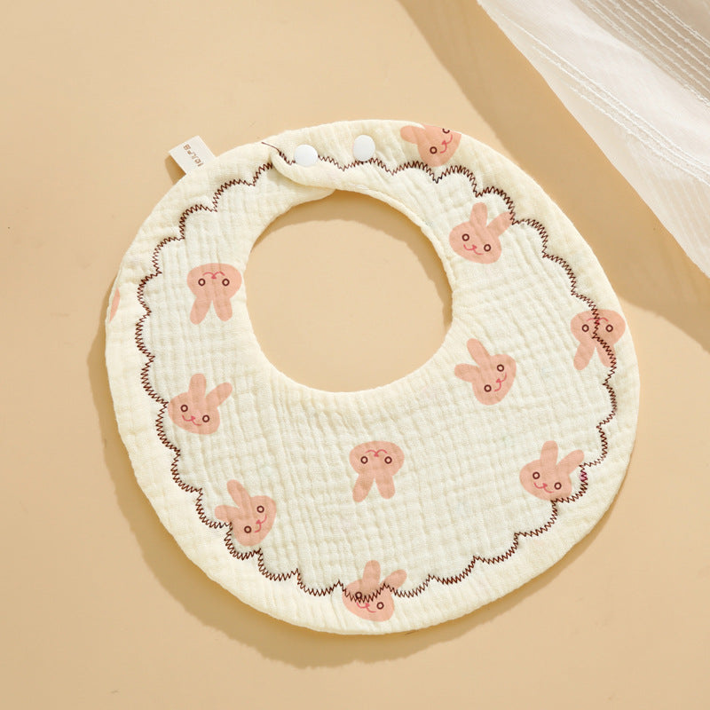 Baby Bib Class A Six-layer Round Children's Bib Cartoon Newborn Anti-spitting Pure Cotton Spring and Summer