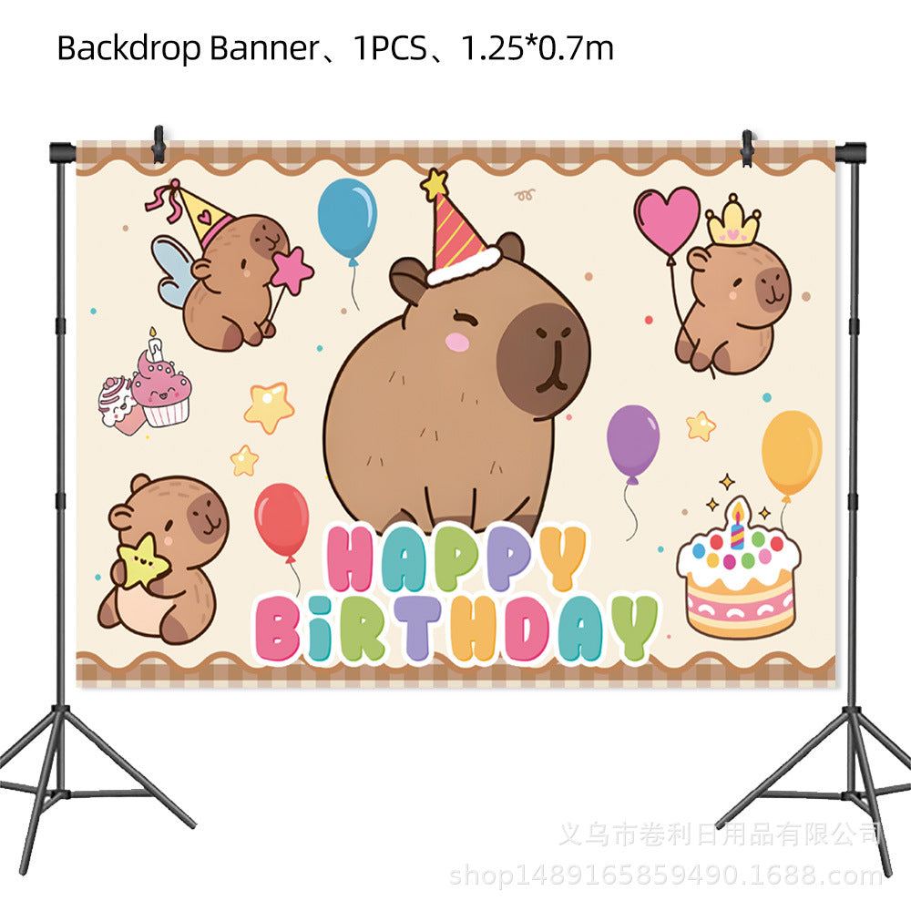 Kappi Bala Party Supplies Birthday Party Decoration Props Paper Tray Paper Cup Tablecloth Paper Towel Banner