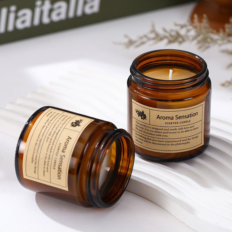 Aromatherapy Candle Tea Cup Brown Cup Smokeless Handmade Soybean Wax Fragrance Essential Oil Home Incense Wedding Gift