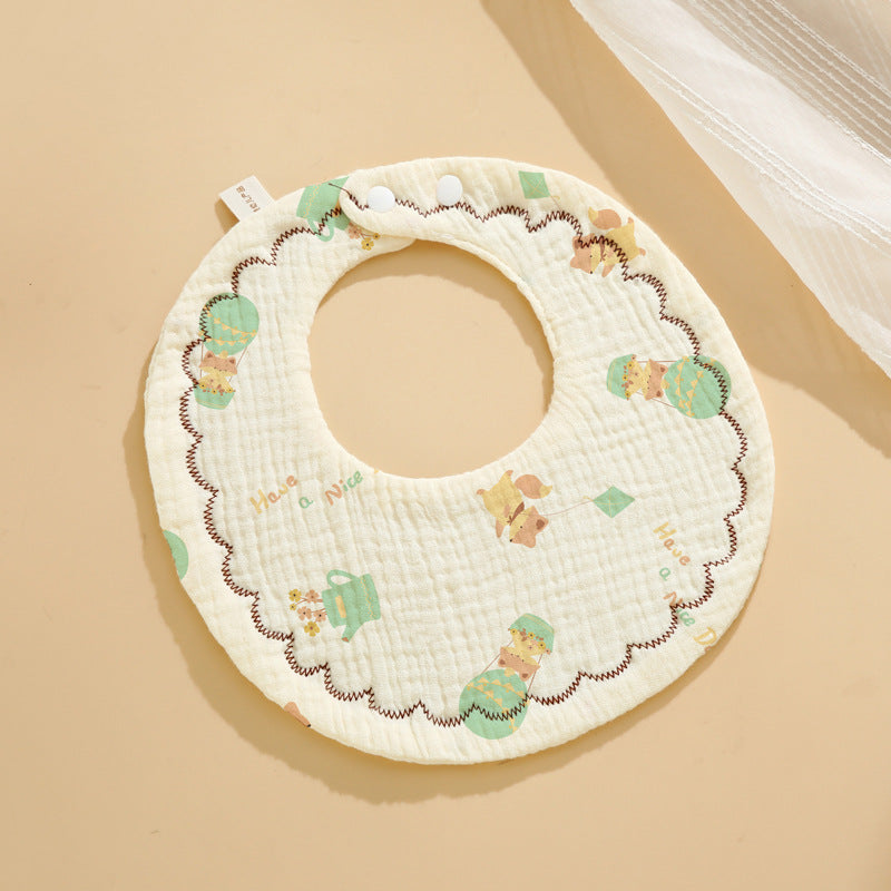 Baby Bib Class A Six-layer Round Children's Bib Cartoon Newborn Anti-spitting Pure Cotton Spring and Summer