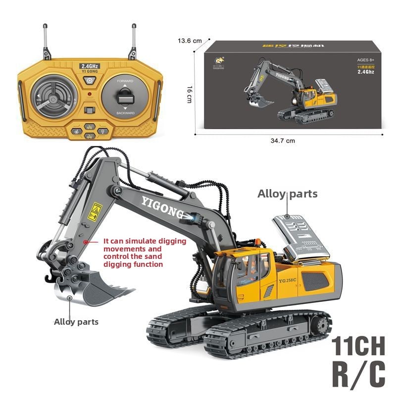 Remote Control Construction Vehicle Toy ? Alloy Excavator, Bulldozer & Dump Truck for Kids
