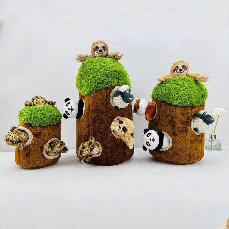 Pet toy supplies: Squeaky Tree Hole Panda Plush toy