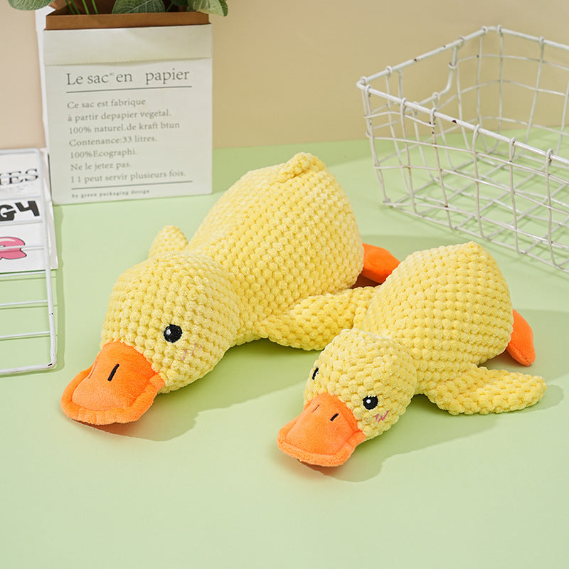 Dog toys bite-resistant molars sound relief toys plush sleeping small yellow duck small and medium-sized dog pet toys